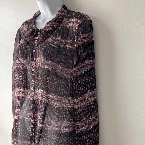 CAbi Paris Black Sheer Print Blouse #3249 L - Picture 3 of 10